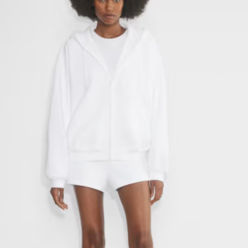 Aritzia TNA Sweatsuit Set: Cozy Fleec Boyfriend Zip Up and  mid-thigh sweatshort